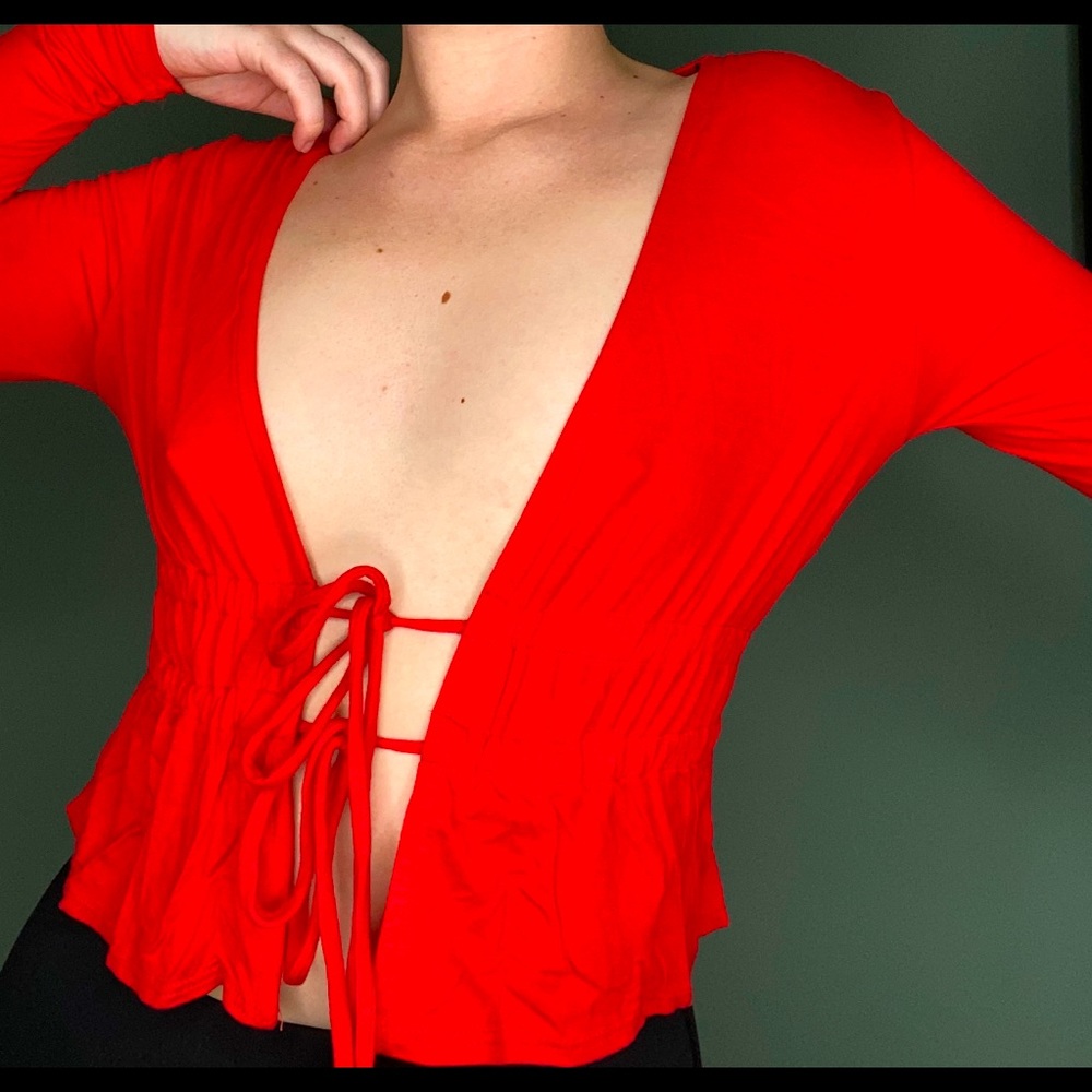 H&M Red Tie Shirt